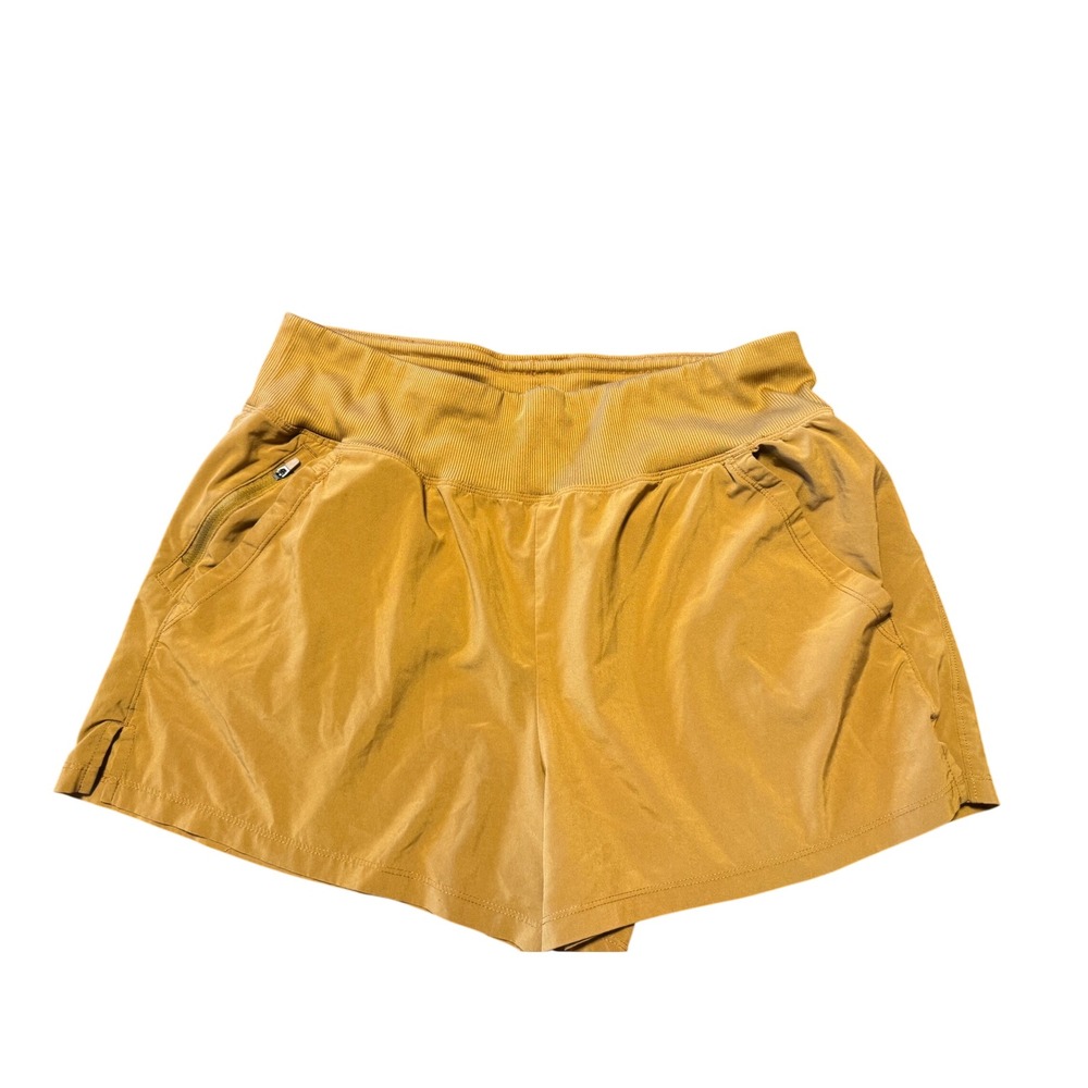 All in Motion Athletic Shorts Womens L Yellow Excellent High Rise Zipper Pocket